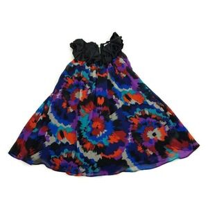 Free Generation Sleeveless Ruffle Collar Multicolor Swing Shirt/Blouse Womens M